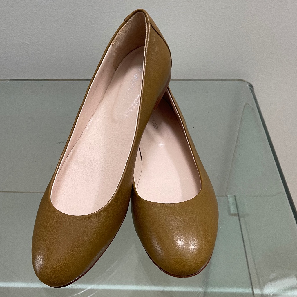 New Sergio Rossi Ballerina Olive Round Toe Flats Size 40/Size 9
